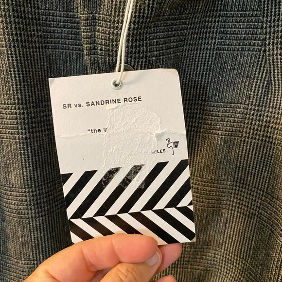 NWT Free People x Sandrine Rose Kyoto black/grey plaid wool blend jacket small - Picture 5 of 6